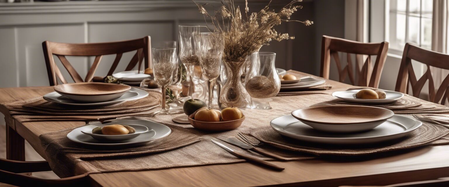 Dining setup on solid oak table