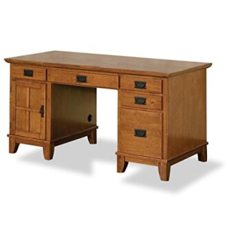 Home Styles Arts and Crafts Cottage Oak Double Pedestal Desk